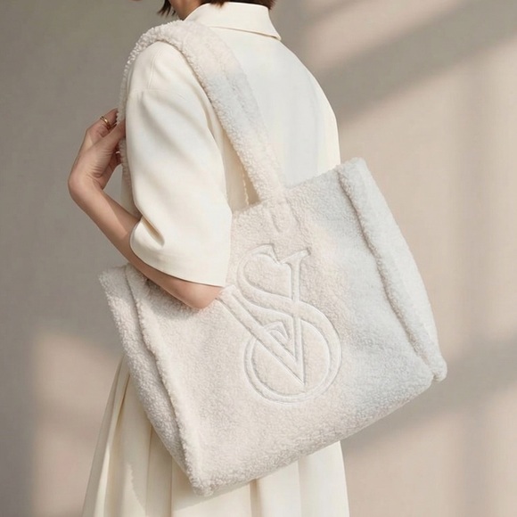 Victoria's Secret Handbags - Victoria's Secret Cream Plush Tote